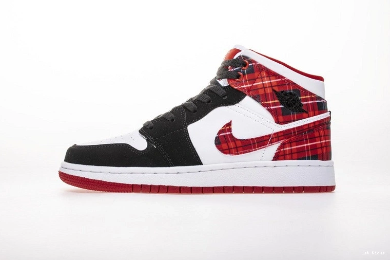 Plaid White Jordan  Mid 1 (GS) 554725-607 0101